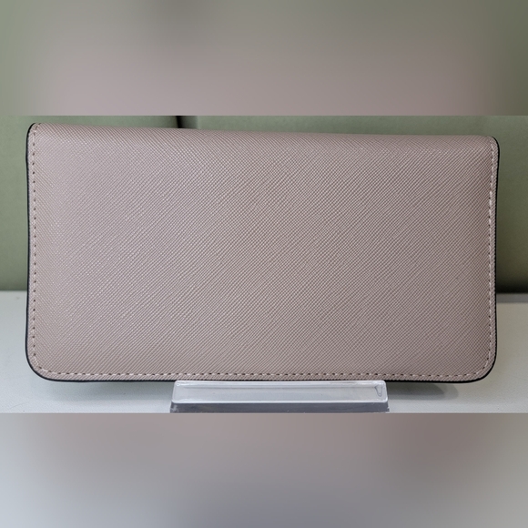 Marina Rinaldi Taupe Clutch Wallet with Blue Floral Accents - Picture 2 of 16